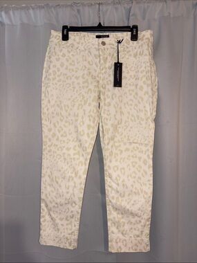 Anine Bing Cream Leopard Print Cropped Jeans
